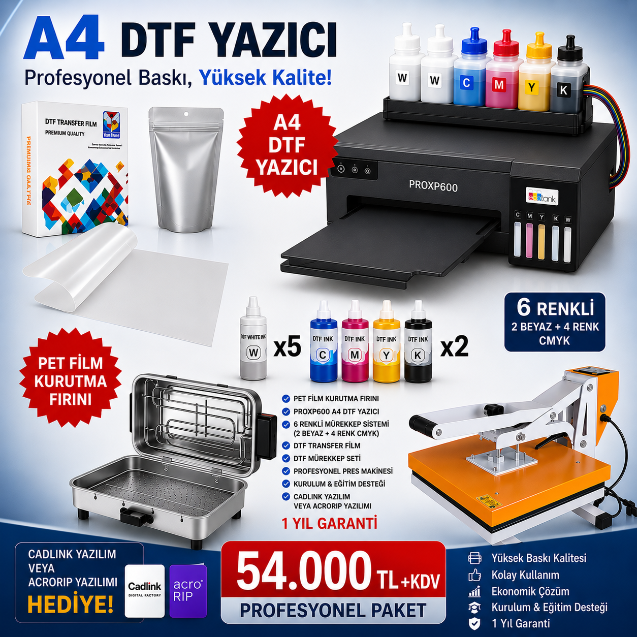 Epson L8050 XP600 DTF Yazıcı Paketi